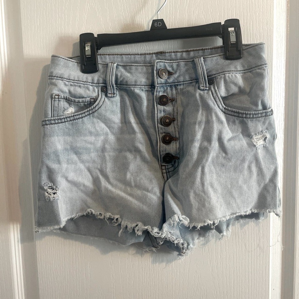 REWASH Light Distressed Denim Shorts
